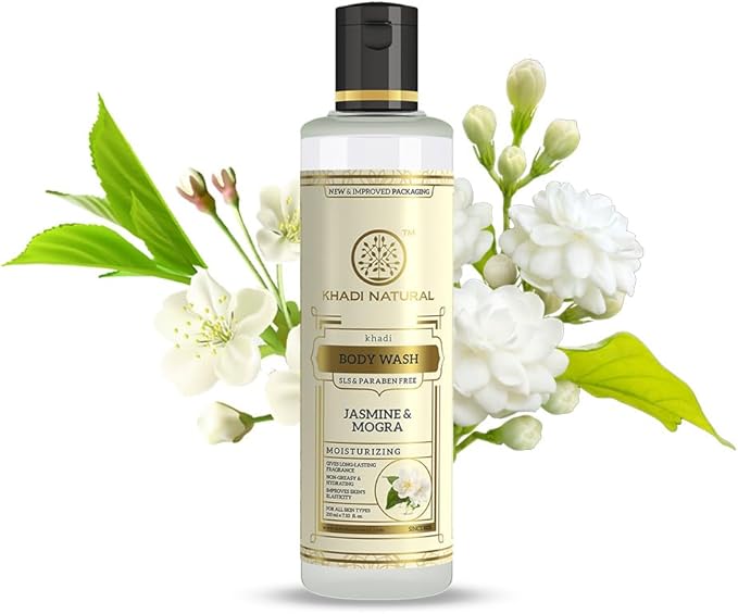Shop Khadi Natural Jasmine &amp; Mogra Body Wash 210ml. Hydrating herbal shower gel with floral fragrance. Order online in UAE. Shop now.