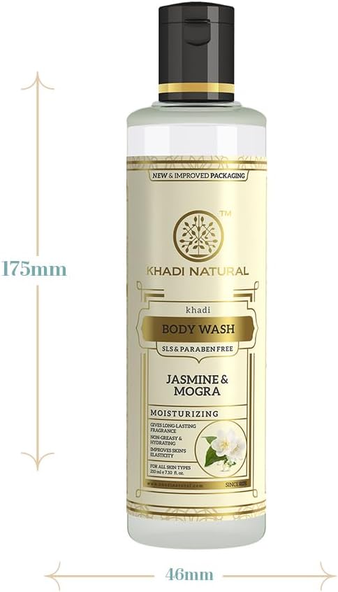 Shop Khadi Natural Jasmine & Mogra Body Wash 210ml. Hydrating herbal shower gel with floral fragrance. Order online in UAE. Shop now.