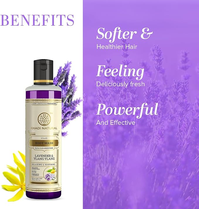 Shop Khadi Natural Lavender &amp; Ylang Ylang Body Wash 210ml. Nourishing herbal shower gel with floral fragrance. Order online in UAE. Shop now.