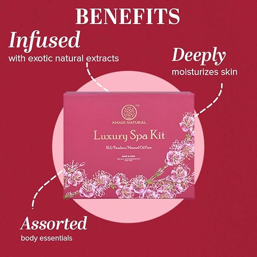 Shop Khadi Natural Luxury Spa Kit for a complete home spa experience. Cleansing and nourishing skincare set. Order online in UAE today.