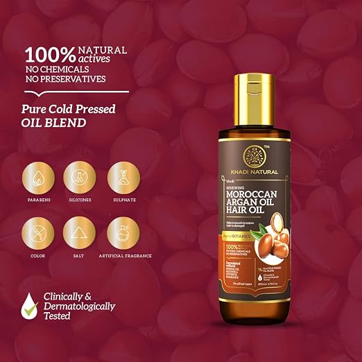 Restore shine with Khadi Natural Moroccan Argan Hair Oil 200ml. Lightweight frizz control formula. Shop now. Order online in UAE.