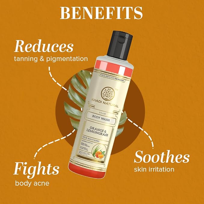 Shop Khadi Natural Orange &amp; Lemongrass Body Wash 210ml. Refreshing herbal shower gel for all skin types. Order online in UAE. Shop now.
