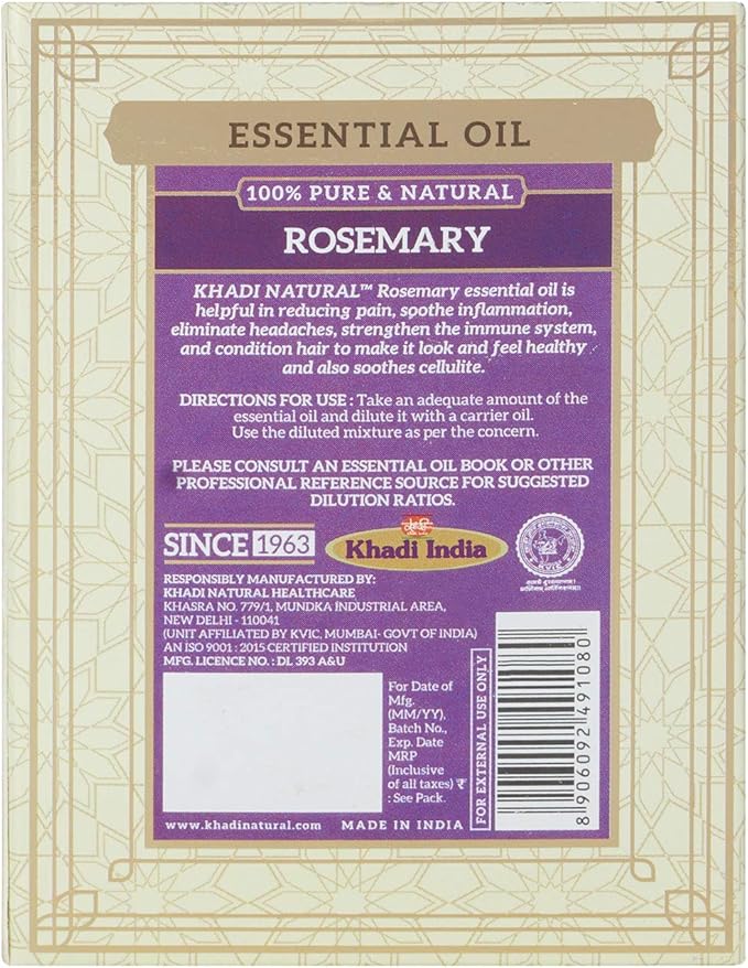 Buy Khadi Natural Rosemary Essential Oil in UAE. Supports hair care &amp; scalp wellness. Shop now for fast UAE delivery &amp; worldwide shipping.