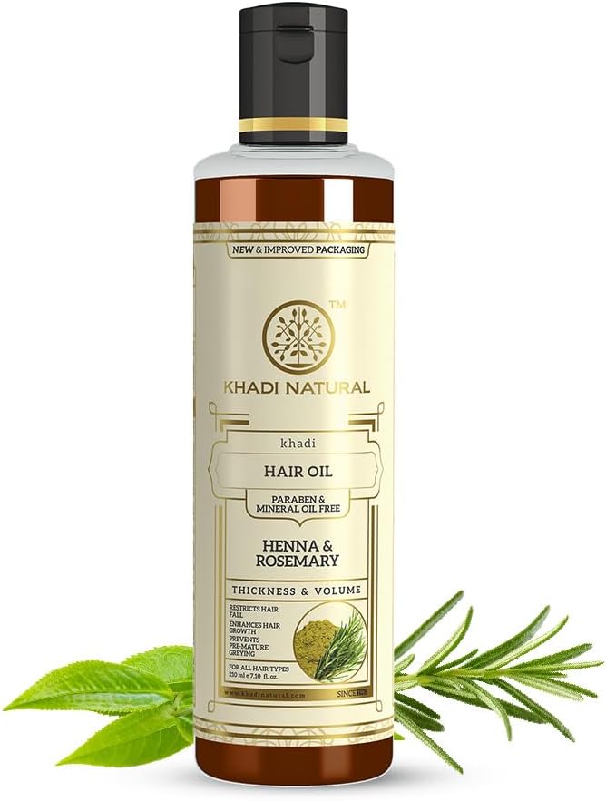 Shop Khadi Rosemary & Henna hair oil in UAE. Herbal Ayurvedic treatment for stronger, healthier hair. Fast Dubai delivery. Order online now.