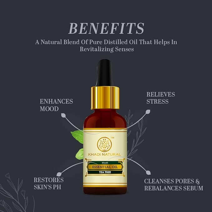 Buy Khadi Natural Tea Tree Essential Oil in UAE. Supports clear skin &amp; scalp care naturally. Shop now for fast UAE delivery &amp; worldwide shipping.