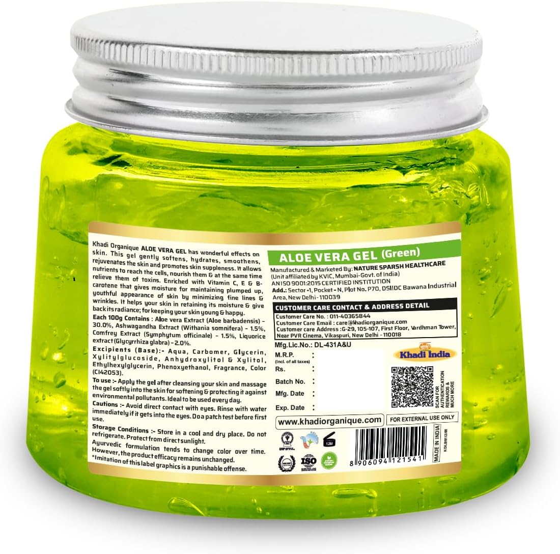 Khadi Organique Aloe vera Green Gel ingredients