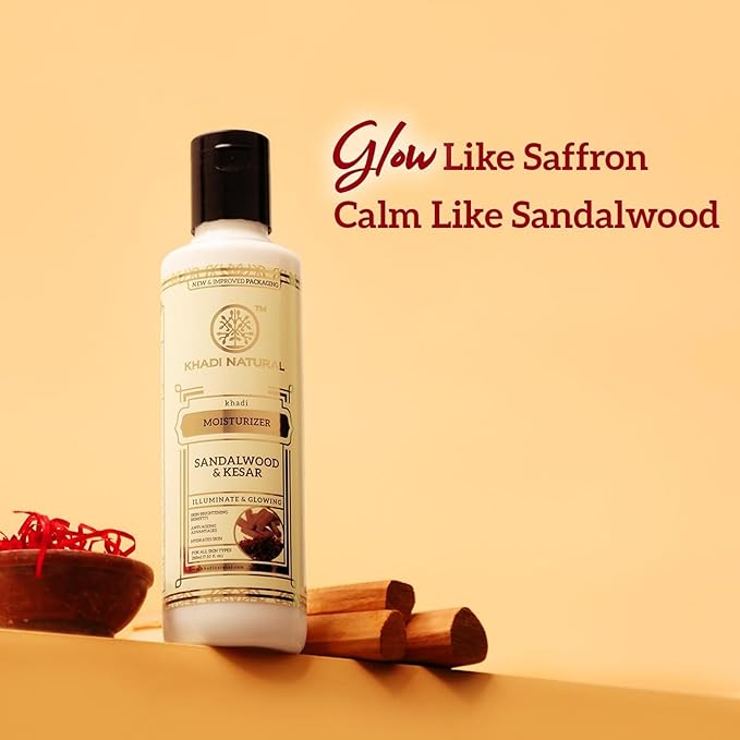 Buy Khadi Sandalwood & Kesar Moisturizer in UAE. Hydrating herbal cream for soft glowing skin. Shop now with fast UAE & worldwide delivery.