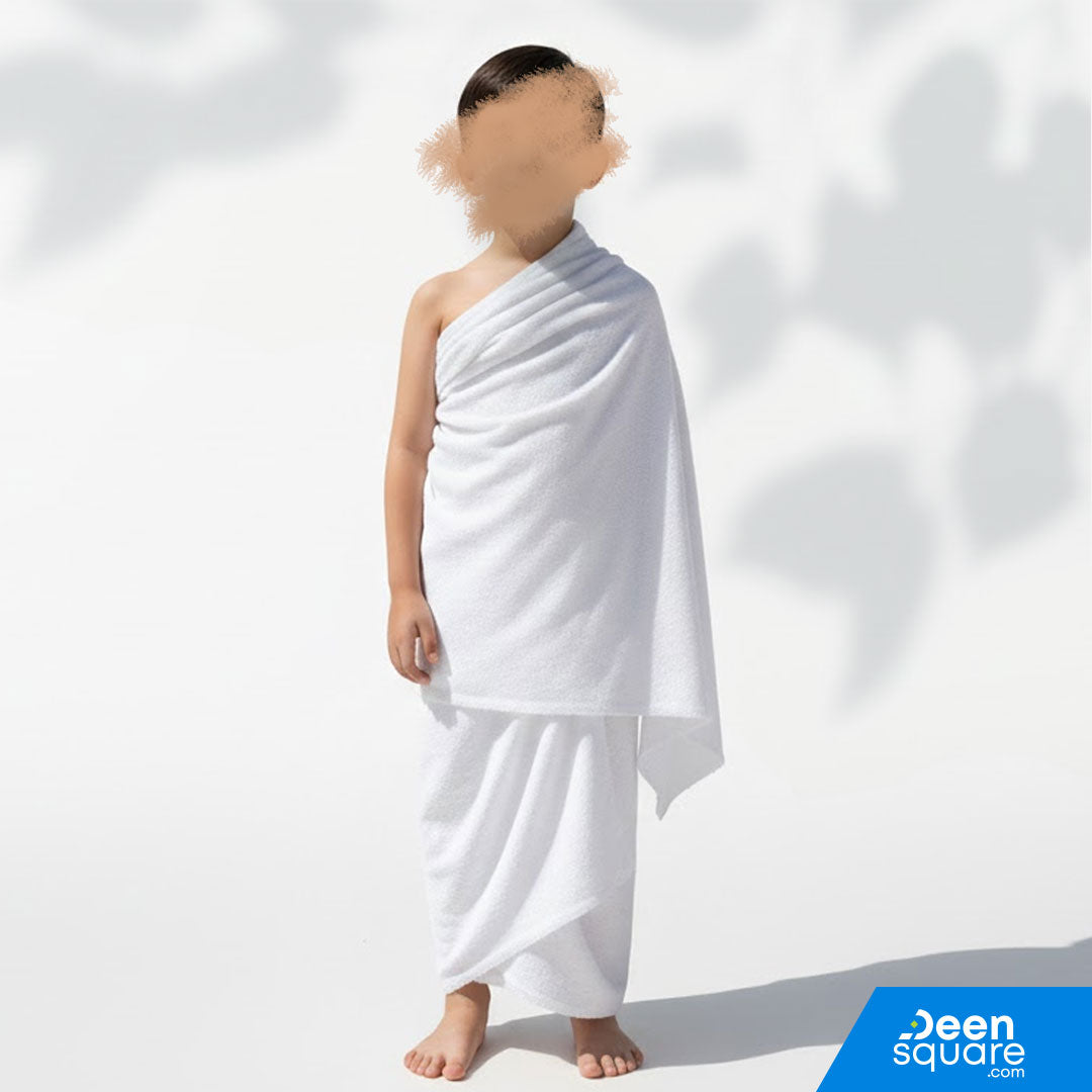Kids Ihram Towel (2-Piece Set) for Hajj & Umrah | Ages 4–9 | إحرام العمرة والحج للأطفال
