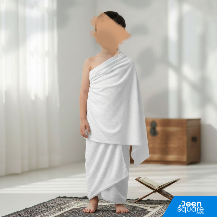 Kids Ihram Towel (2-Piece Set) for Hajj & Umrah | Ages 4–9 | إحرام العمرة والحج للأطفال