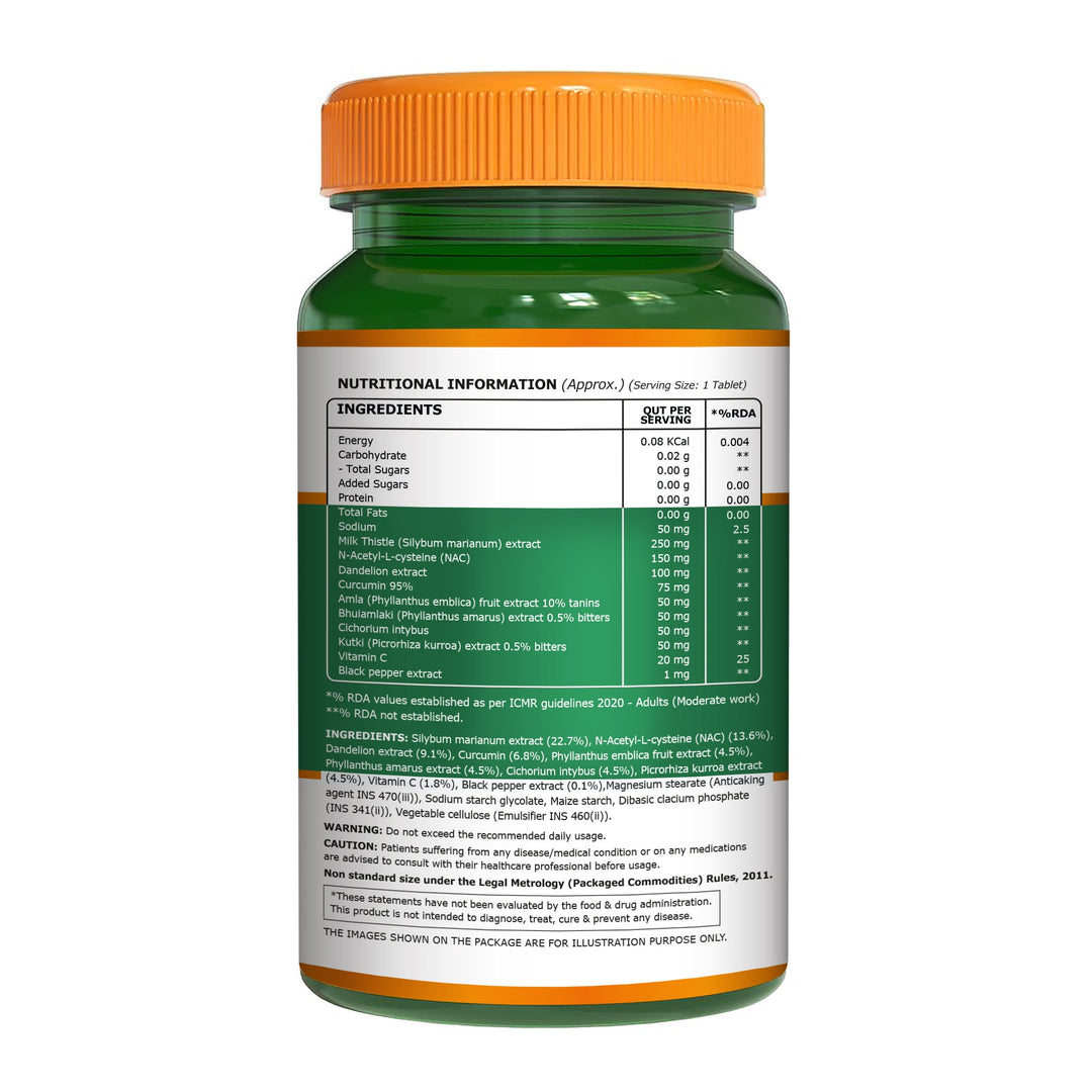 Pure Nutrition Milk Thistle Liver Detox tablets with NAC and Curcumin for liver wellness support