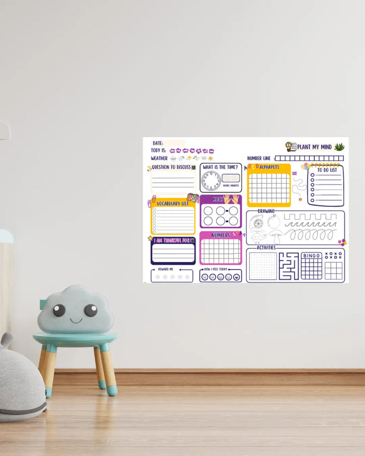 Magnetic Wall Decal - Plant My Mind- 100 x 85 cm Peel &amp; Stick whiteboard Wallpaper for Kids Playroom, Home, or Classroom IBONAI