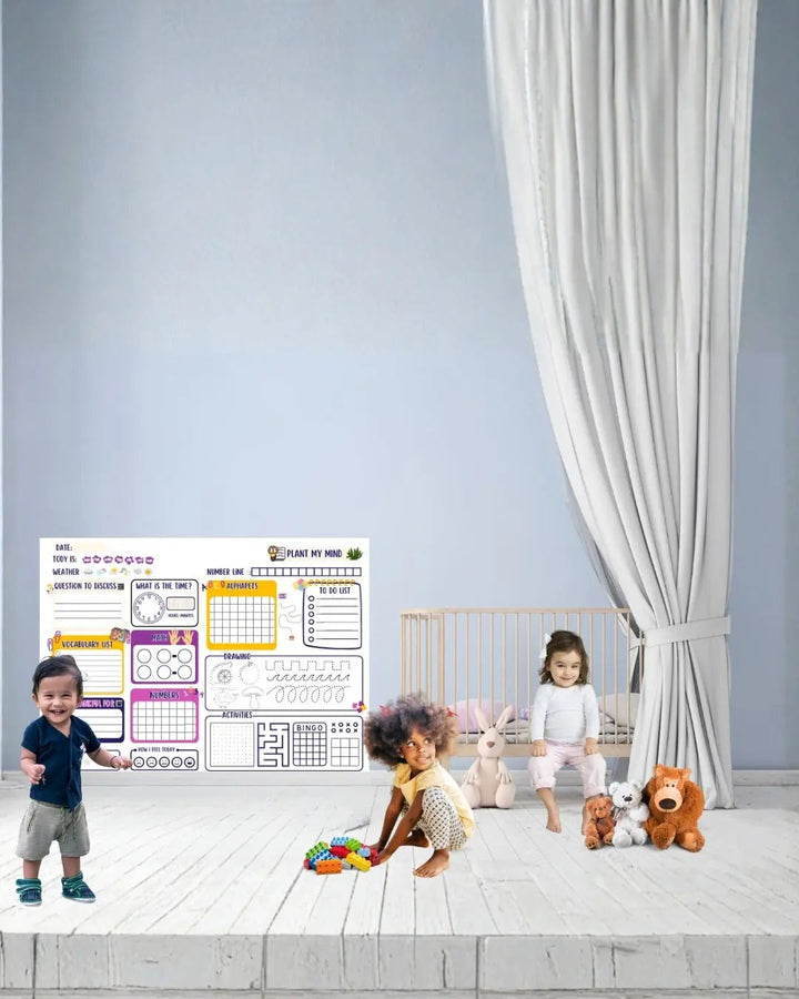 Magnetic Wall Decal - Plant My Mind- 100 x 85 cm Peel &amp; Stick whiteboard Wallpaper for Kids Playroom, Home, or Classroom IBONAI