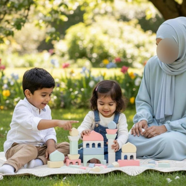 Masjid Blocks | Islamic Montessori Wooden Stacking Toy & Building Set, Mosque Construction toy