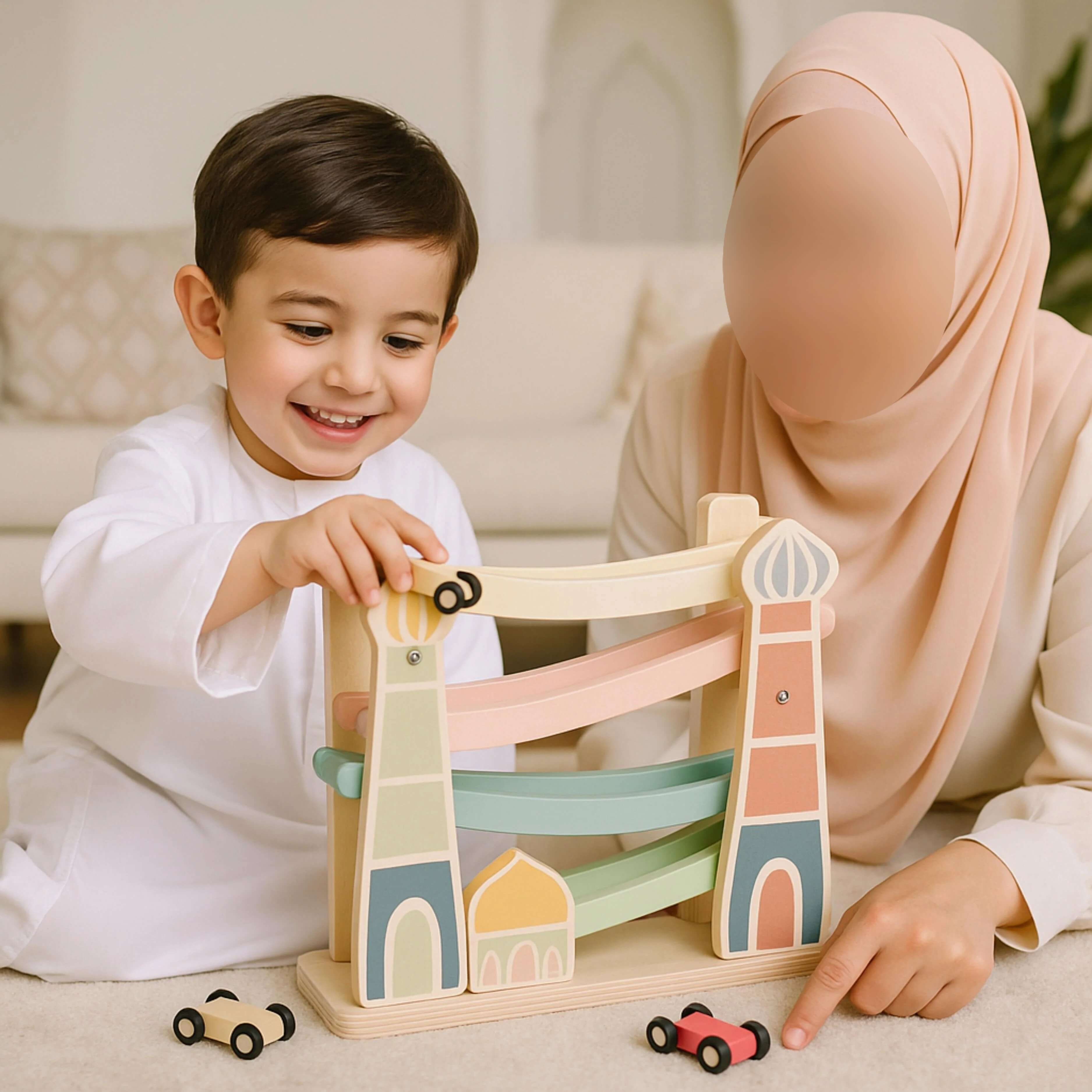 Masjid Highway | Islamic Wooden Car Ramp Racer with 4 Mini Cars | UAE ...