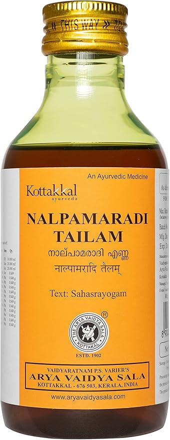 Buy Nalpamaradi Tailam Oil 200 ml by Kottakkal Ayurveda at deensquare.com. Traditional Ayurvedic hair and skin oil available in Dubai | UAE.