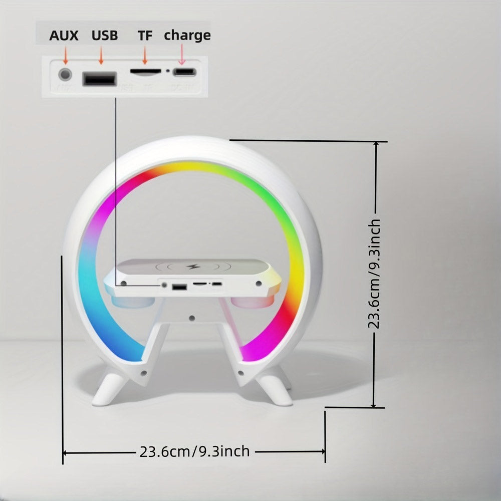 Buy New G table lamp BT speaker with clock &amp; wireless charging at buy at deensquare.com in Dubai | UAE. Smart LED night light with speaker.