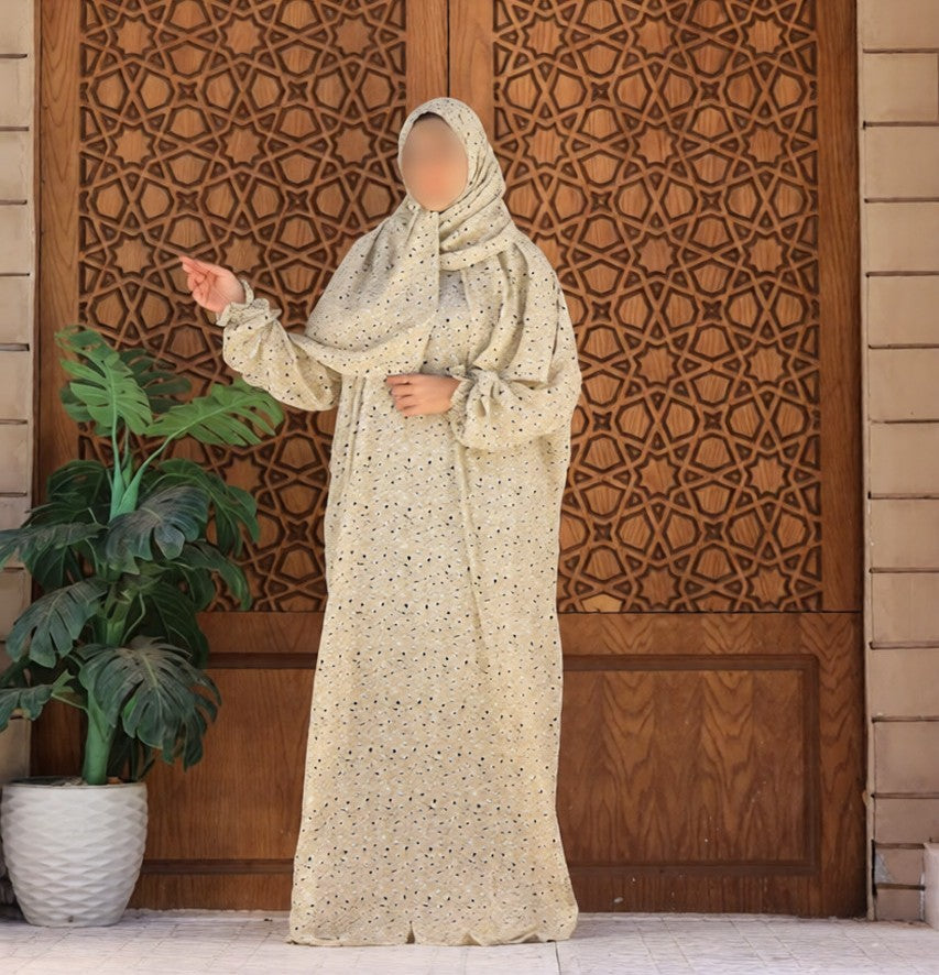 One Piece Prayer Dress with Shayla  - Beige Floral