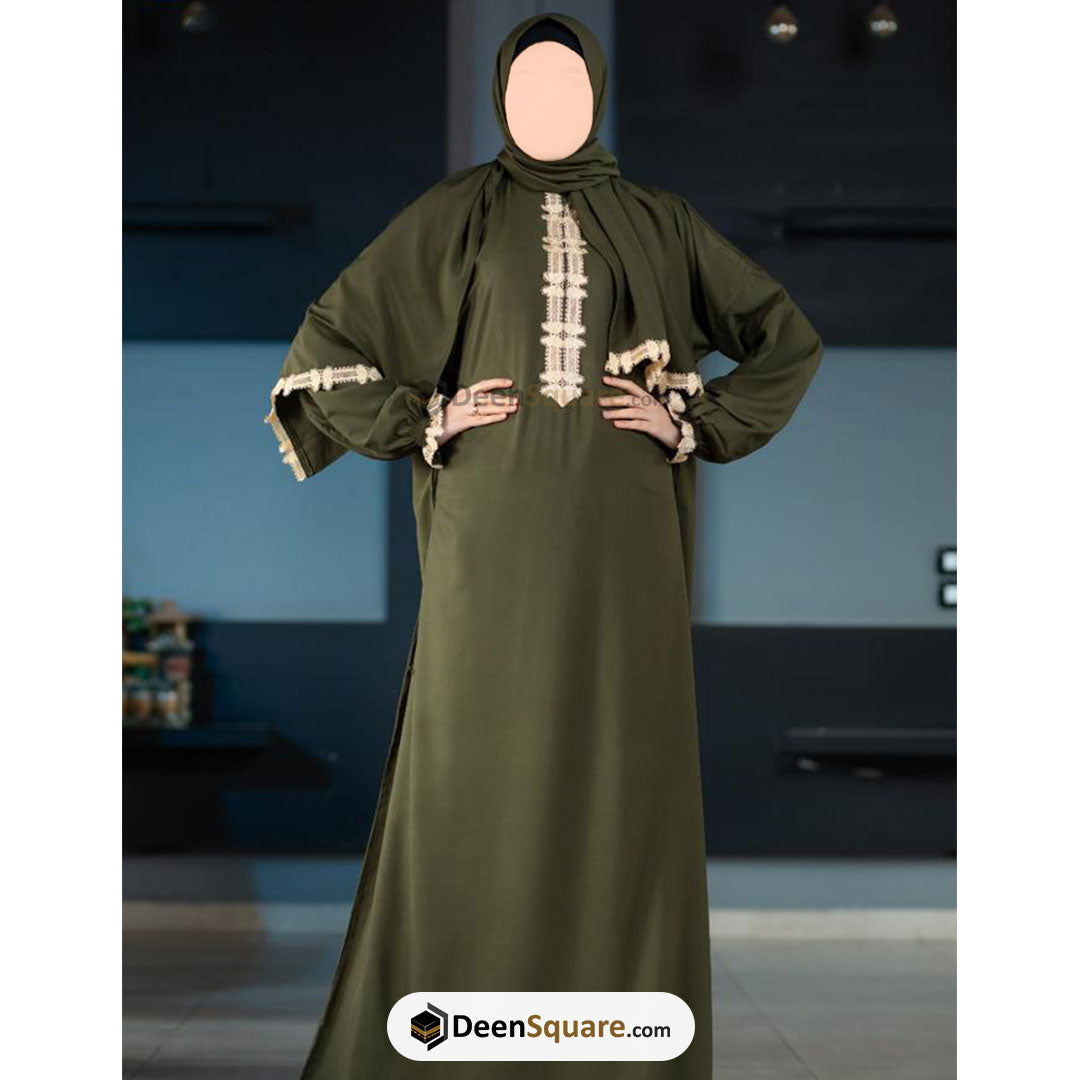 One Piece Prayer Dress with Shayla - Plain Olive Green