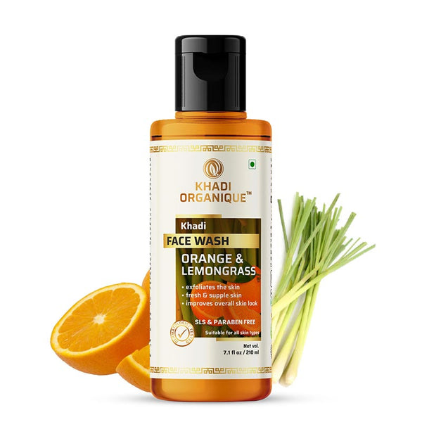 Khadi Organique Orange & Lemongrass Face Wash (SLS & PARABEN FREE) 210 ml