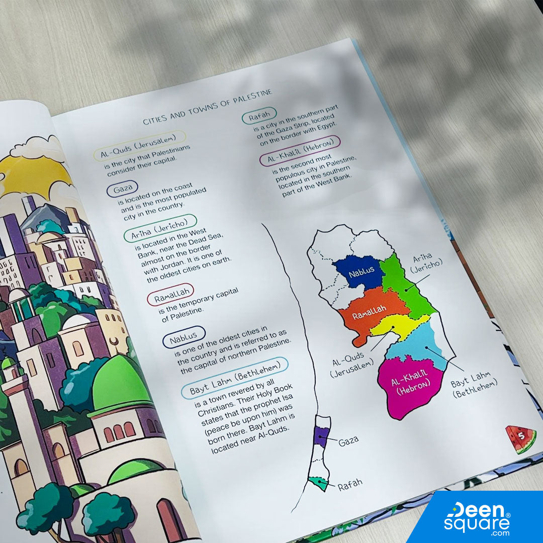 Discover the history and spiritual importance of Palestine through stories and illustrations. An inspiring Islamic book for children aged 8+.