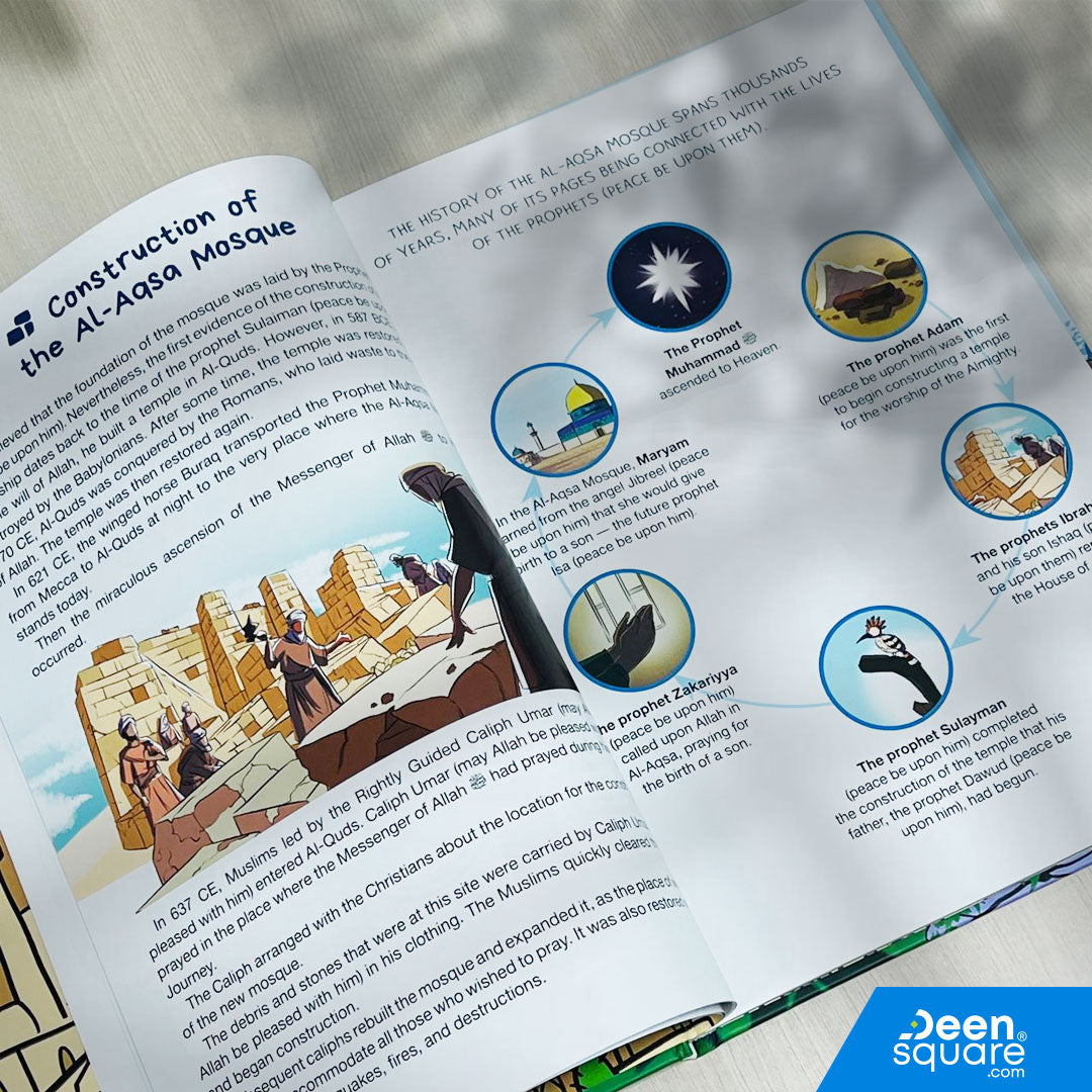 Discover the history and spiritual importance of Palestine through stories and illustrations. An inspiring Islamic book for children aged 8+.