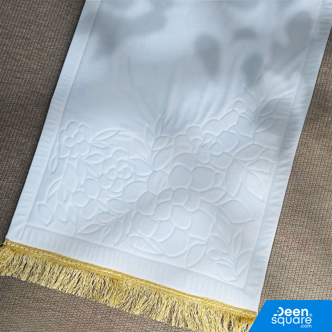 Buy padded floral embroidered prayer mat 70x110 cm at deensquare.com. Soft sponge prayer mat made in UAE, available in Dubai | UAE.