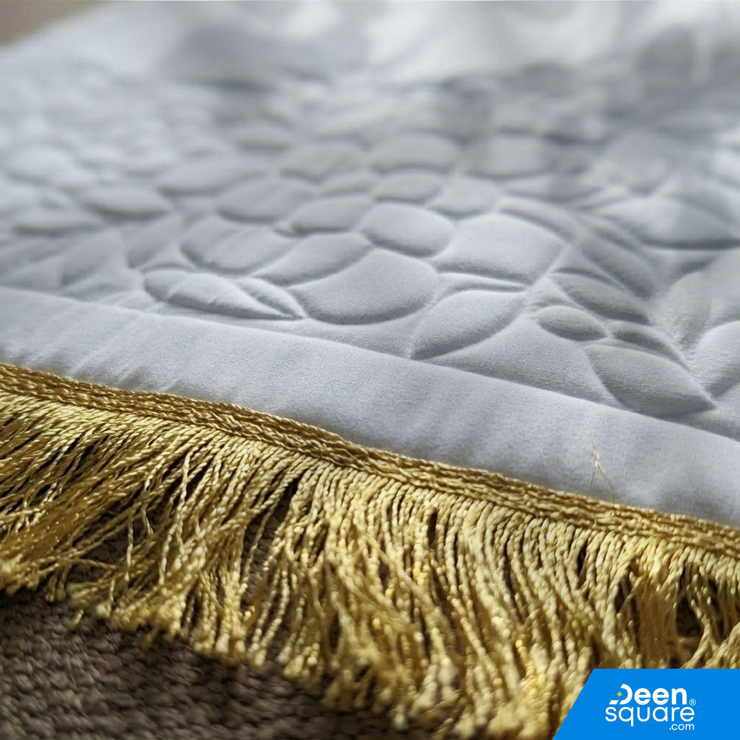 Buy padded floral embroidered prayer mat 70x110 cm at deensquare.com. Soft sponge prayer mat made in UAE, available in Dubai | UAE.