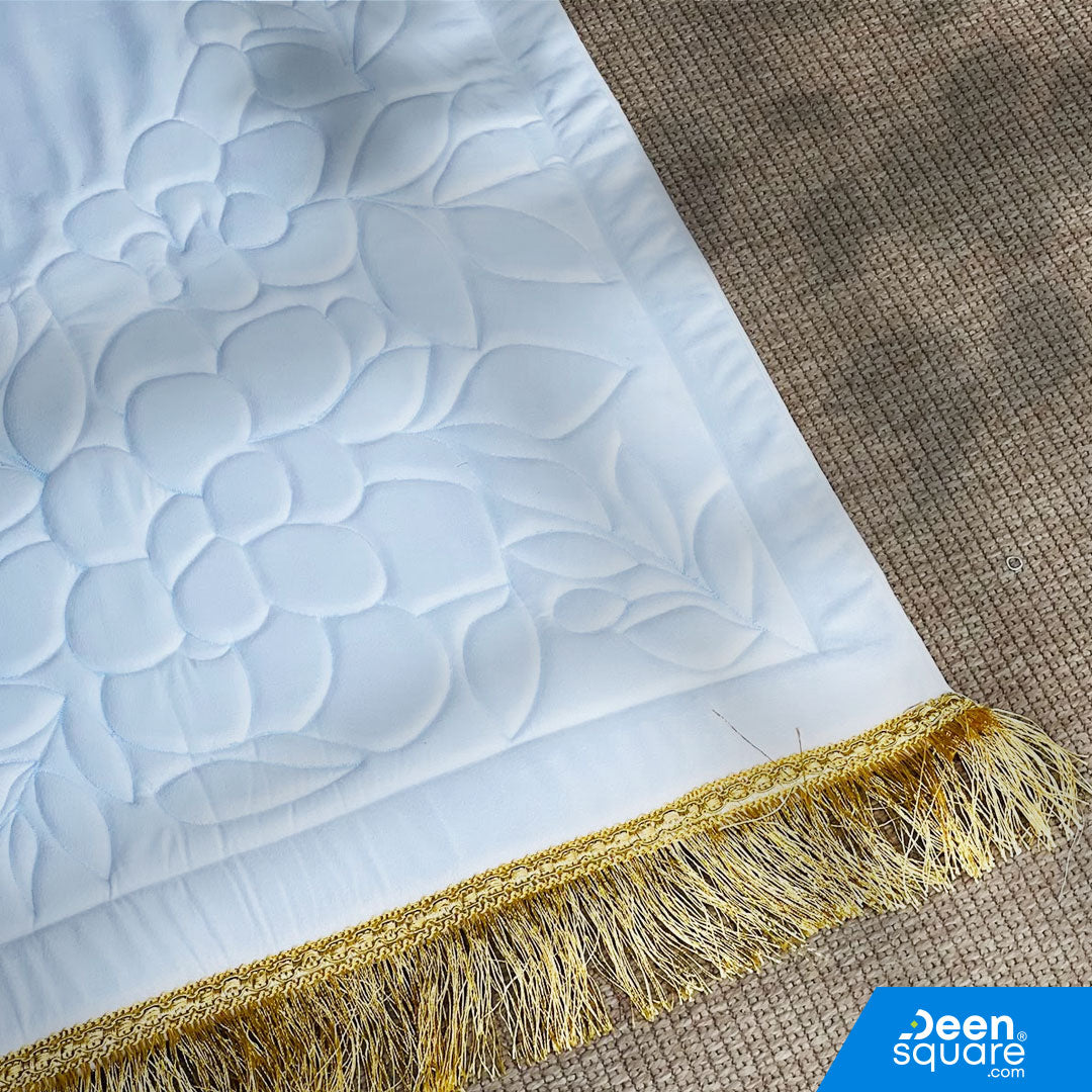 Buy padded floral embroidered prayer mat 70x110 cm at deensquare.com. Soft sponge prayer mat made in UAE, available in Dubai | UAE.