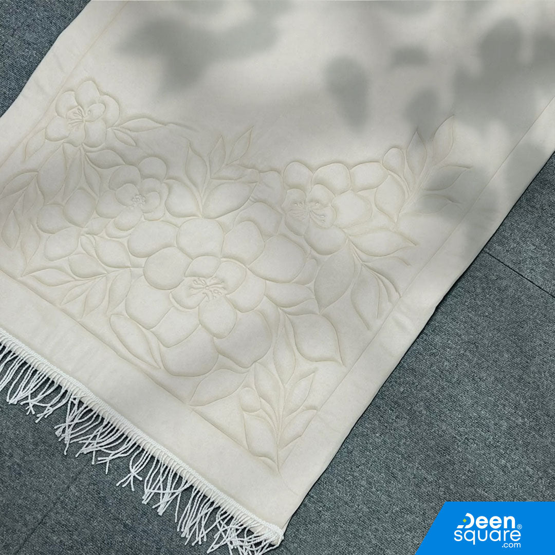 Buy padded floral prayer mat with soft sponge padding at deensquare.com. Elegant Islamic prayer mat made in UAE | Dubai UAE.