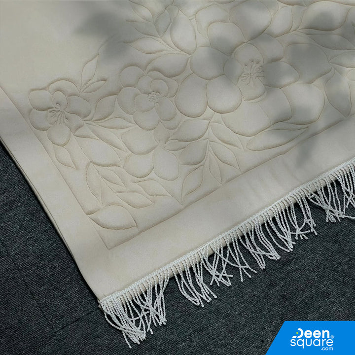 Buy padded floral prayer mat with soft sponge padding at deensquare.com. Elegant Islamic prayer mat made in UAE | Dubai UAE.