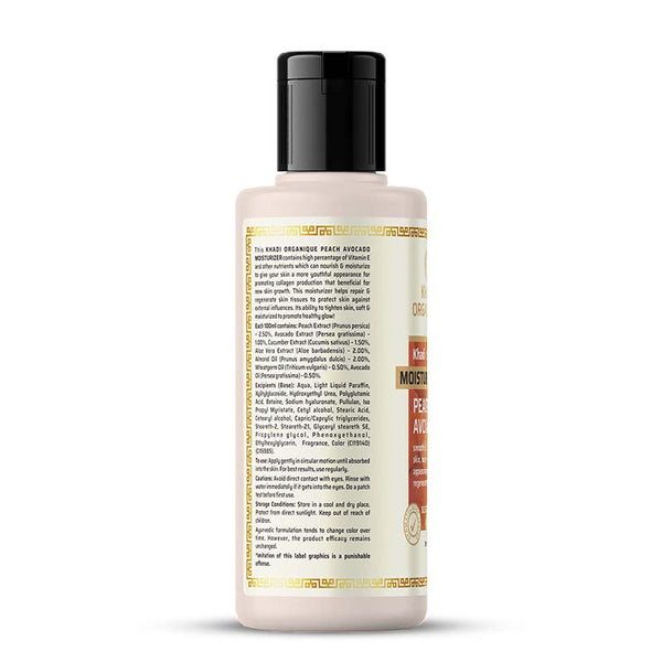 Khadi Organique Peach Avocado Moisturizer - SLS And Paraben Free 210 ml