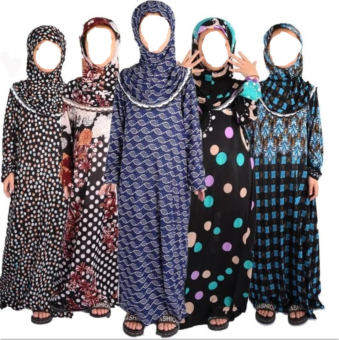 One Piece Slip On Prayer Dress for Kids with integrated Hijab - 2XL Size