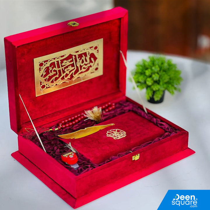 Wedding Qur'an Gift Set, Premium Quran Gift Box, Islamic Gift for Her, Tajweed Quran Urdu Script, Muslim Bride Gift, Nikah Gift, Islamic Wedding Present, Quran with Tasbeeh, Spiritual Gift for Women, DeenSquare Quran Gift Set.