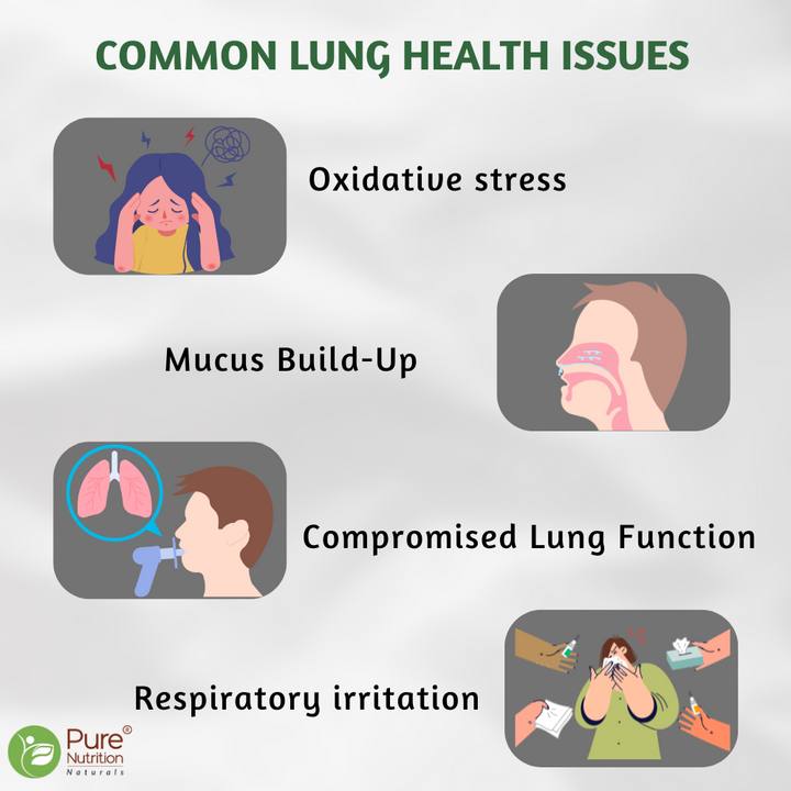 Pure Nutrition Lung Detox capsules featuring Vitamin C, Quercetin, Vasaka, Echinacea and botanical extracts.