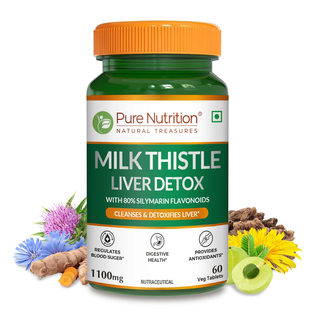 Pure Nutrition Milk Thistle Liver Detox tablets with NAC and Curcumin for liver wellness support
