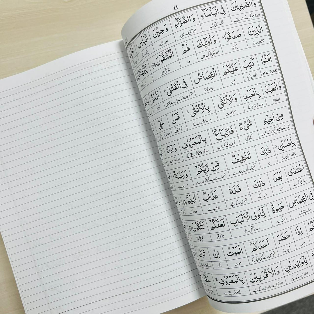 Buy Quran-e-Majeed Lafzi Tarjumah by Farhat Hashmi 30 Juz set at deensquare.com Dubai | UAE. Word-by-word Urdu translation with note pages.