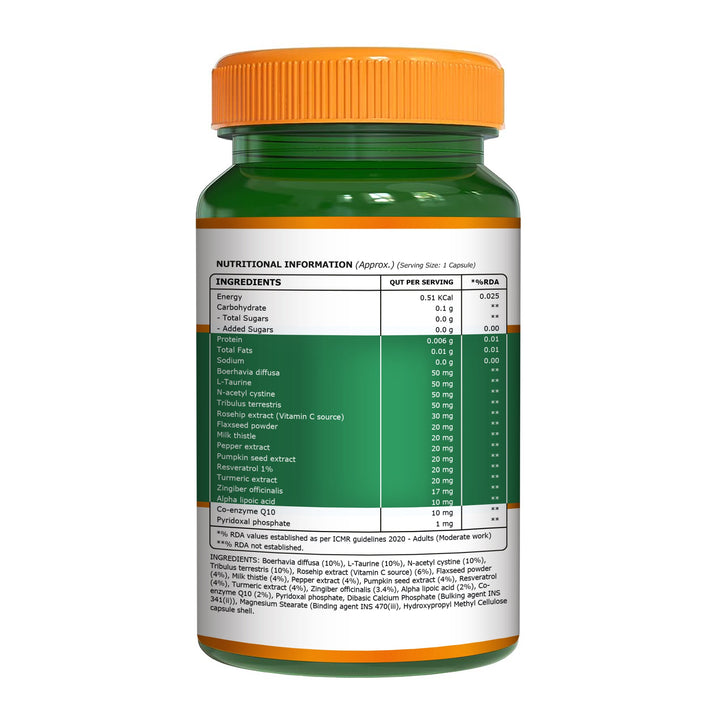 Pure Nutrition kidney detox capsules with punarnava gokhru turmeric rosehip for kidney support