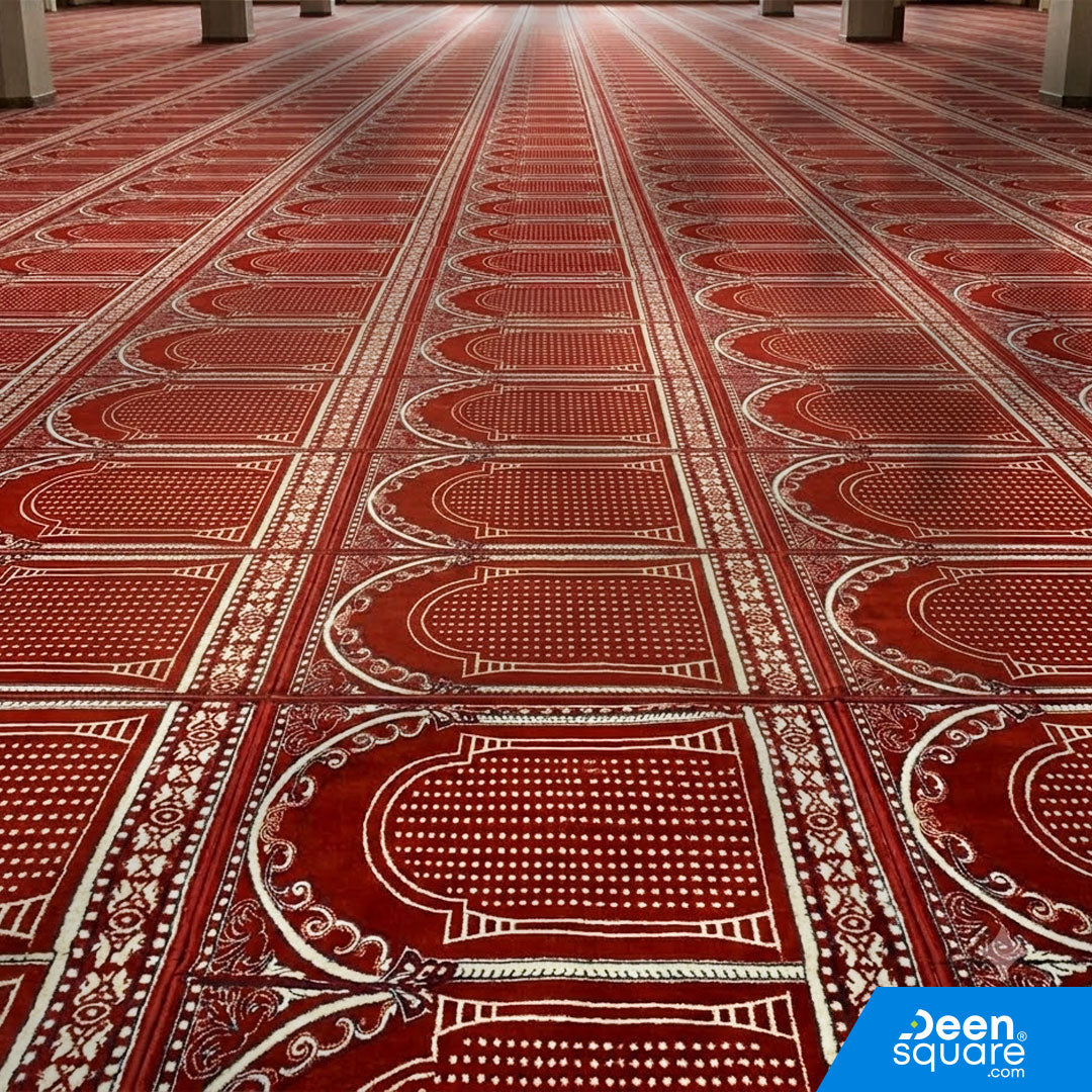 Buy premium red mosque carpet roll 133x25m at DeenSquare.com. Fast shipping in Dubai and delivery across UAE from DeenSquare.com.