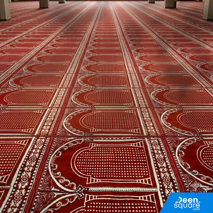 Buy premium red mosque carpet roll 133x25m at DeenSquare.com. Fast shipping in Dubai and delivery across UAE from DeenSquare.com.