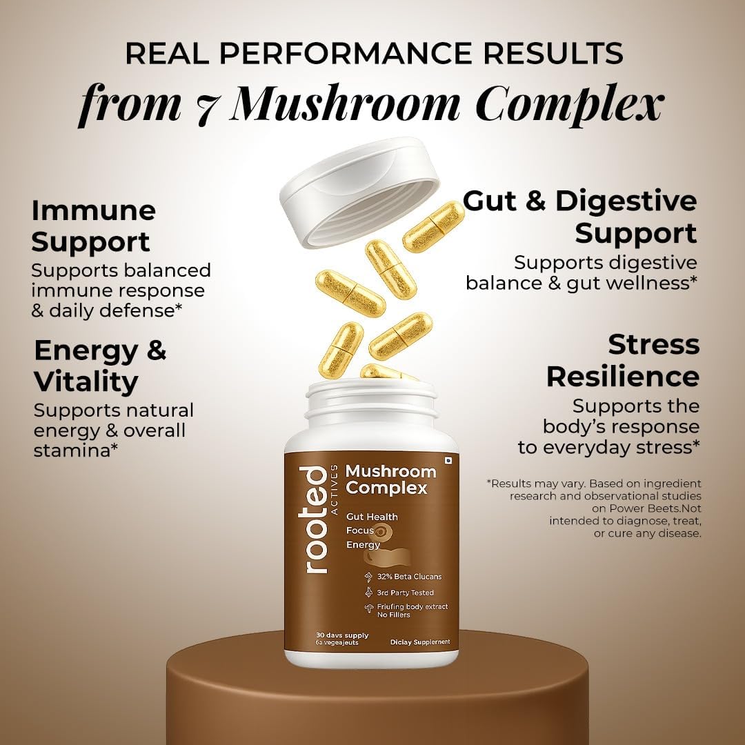 Organic 7 Mushroom Complex with Lion’s Mane, Reishi, Cordyceps and more. Over 30% beta glucans for immunity, gut, brain and daily wellness support.