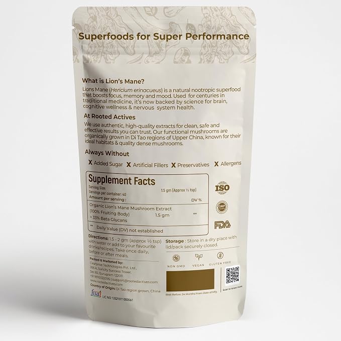 Support focus, memory & brain wellness with Lion's Mane Mushroom Powder. Fast shipping in Dubai and delivery across UAE from DeenSquare.com.