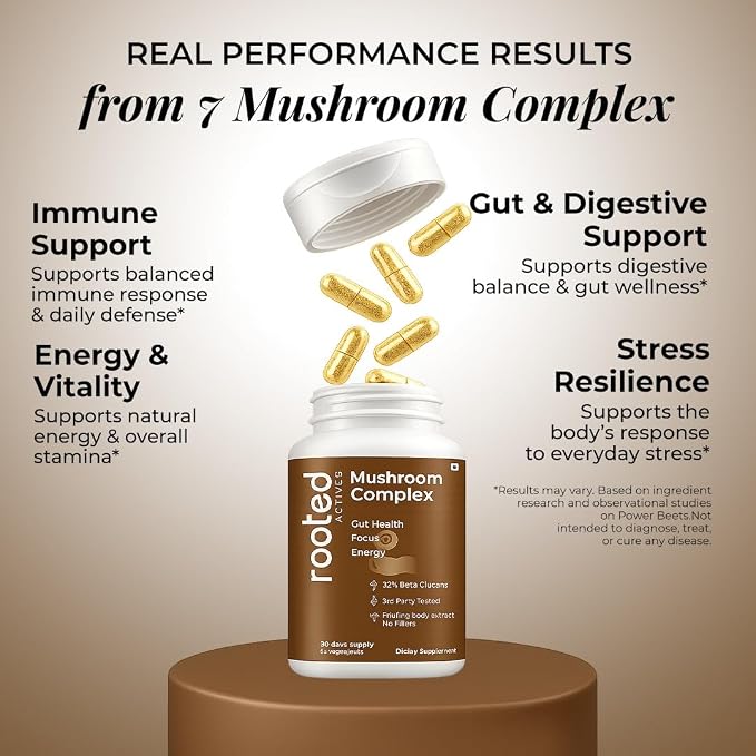 Support immunity, brain &amp; gut health with Rooted Actives 7-in-1 Mushroom Complex. Fast shipping in Dubai and delivery across UAE from DeenSquare.com.