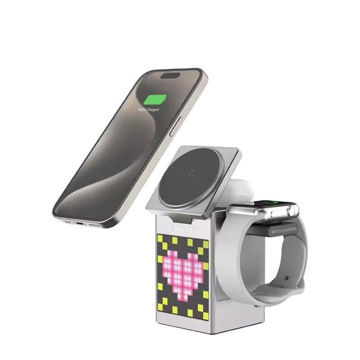Buy S5 Wireless Charger with Speaker &amp; Clock at deensquare.com Dubai | UAE. Fast wireless charging, Bluetooth speaker &amp; digital clock in one device.