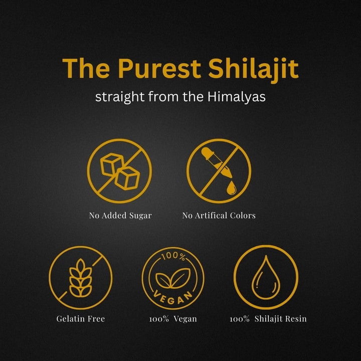 Premium Himalayan Shilajit Gummies for Men with 70% Fulvic Acid, Ashwagandha, Ginseng, Black Musli, and Gokshura. Easy-to-take daily herbal supplement.