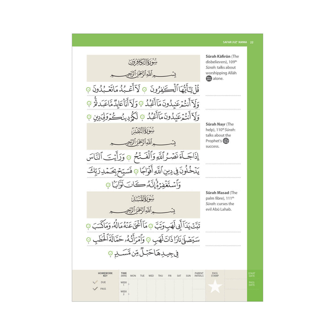 Unique marking code in Safar Juz Amma Madinah script