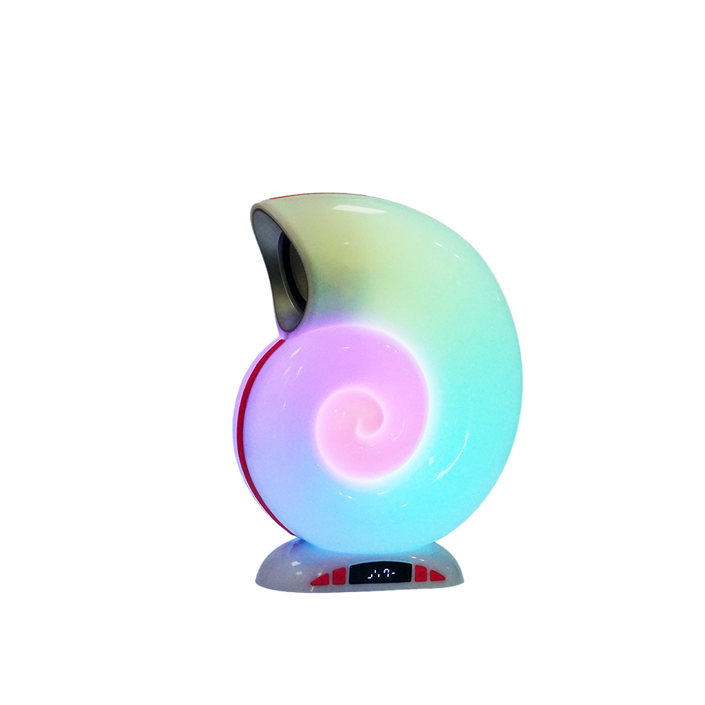 Buy Sea Snail table lamp with Bluetooth speaker &amp; clock at deensquare.com Dubai UAE. Stylish rechargeable lamp with immersive sound modes.