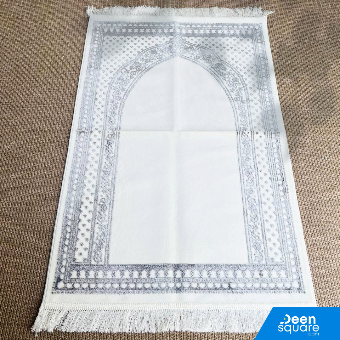 Buy Soft Prayer Mat AYDIN Turkish at deensquare.com Dubai | UAE. Comfortable Turkish سجادة صلاة with elegant border design, durable and gift-ready.