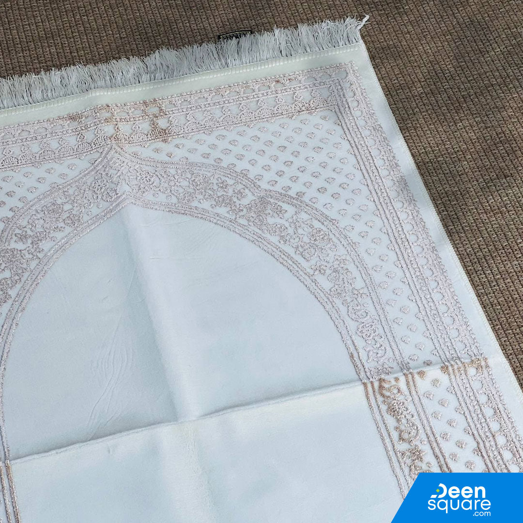 Buy Soft Prayer Mat AYDIN Turkish at deensquare.com Dubai | UAE. Comfortable Turkish سجادة صلاة with elegant border design, durable and gift-ready.