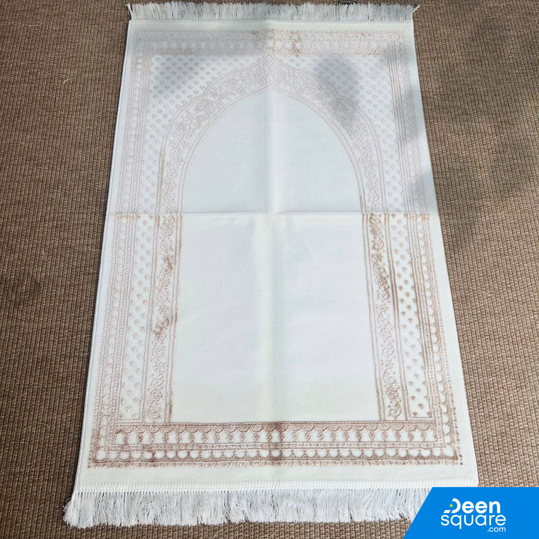 Buy Soft Prayer Mat AYDIN Turkish at deensquare.com Dubai | UAE. Comfortable Turkish سجادة صلاة with elegant border design, durable and gift-ready.