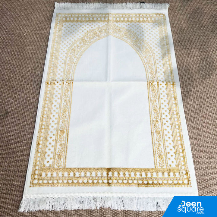Buy Soft Prayer Mat AYDIN Turkish at deensquare.com Dubai | UAE. Comfortable Turkish سجادة صلاة with elegant border design, durable and gift-ready.